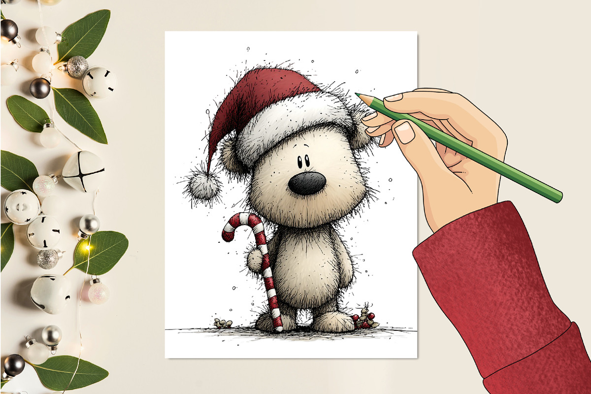 Whimsical Christmas Teddy Clipart, a Seasonal Illustration by designcity5 (Photo 5 of 5)