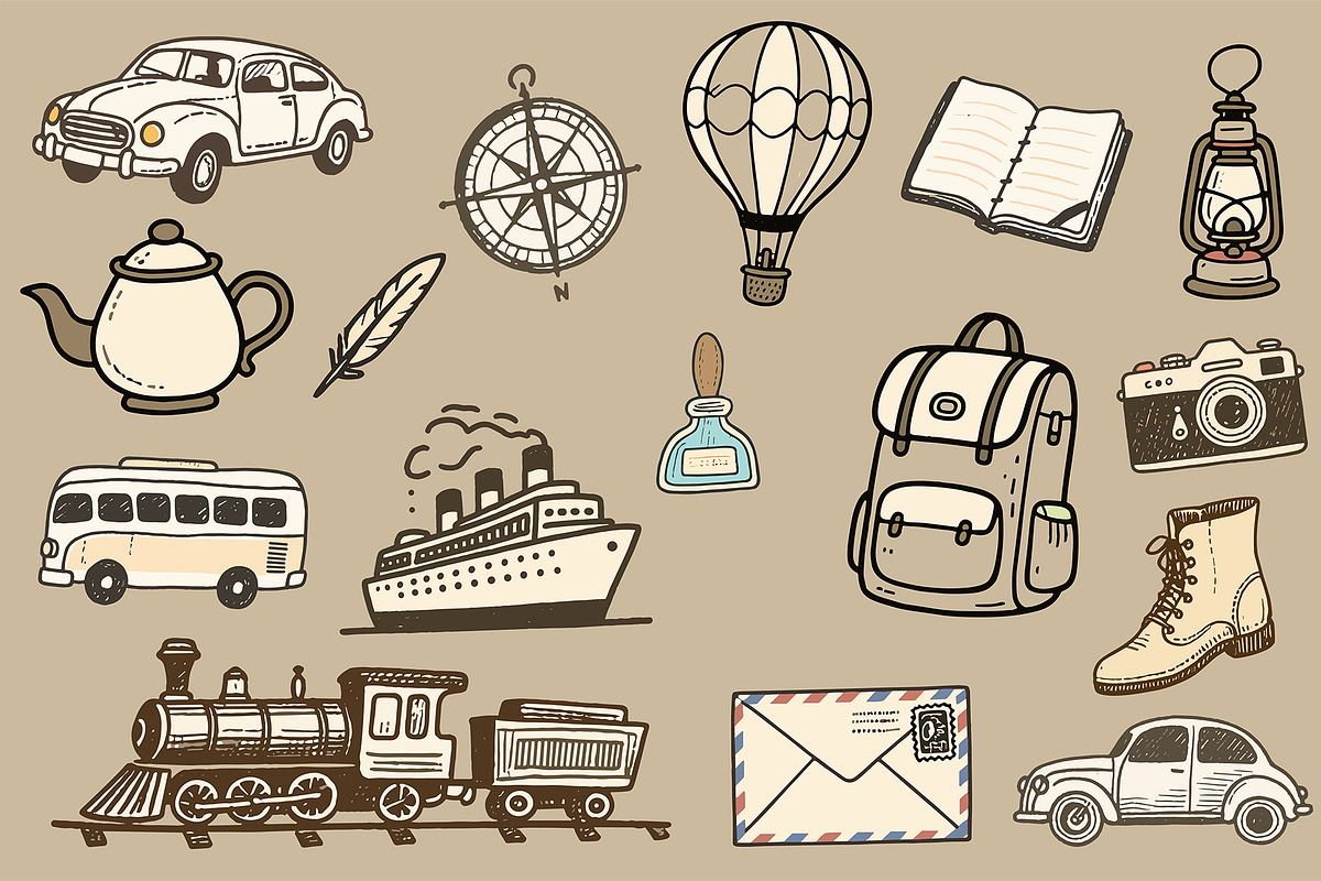 Vintage Travel Illustration Bundle, an Object Graphic by Housui Patterns (Photo 5 of 6)