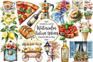 Italian Spring Clipart, an Illustration by OK Design