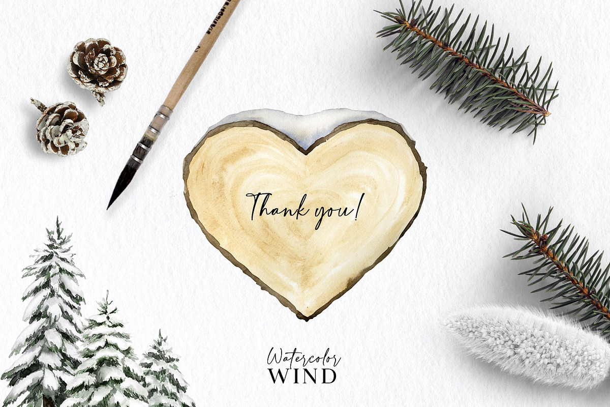 Watercolor Winter Forest Clipart, an Illustration by Ksenia Shmakova (Photo 11 of 11)