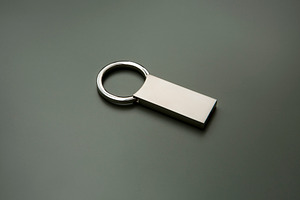 polished silver keychain ring