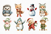 Watercolor Cute Christmas Characters, an Illustration by Craft Nest (Thumbnail 3 of 6)