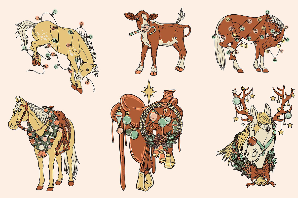 Festive West • Cowboy Christmas, an Illustration by Pony Gold Studio (Photo 2 of 7)