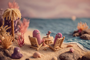 Cute Claymation Beach Scene, a Decorative Illustration by Virgo Studio (Thumbnail 3 of 3)