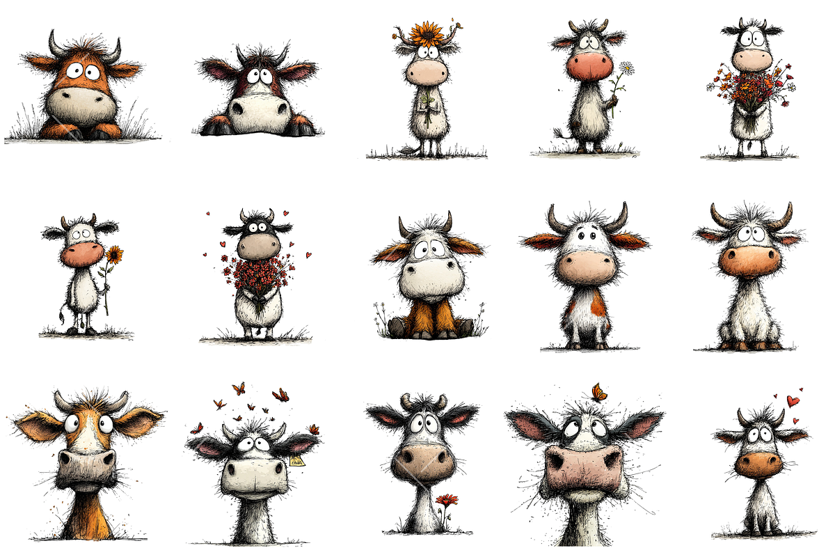 Whimsical Cow PNG Clipart, an Illustration by OK Design (Photo 3 of 6)