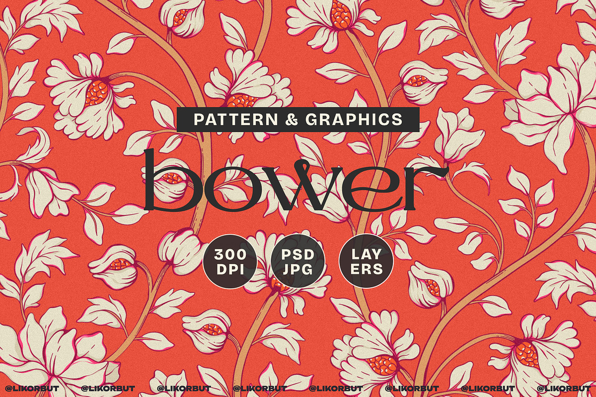 Morris Style Medieval Floral Pattern, a Pattern Graphic by likorbut (Photo 1 of 13)