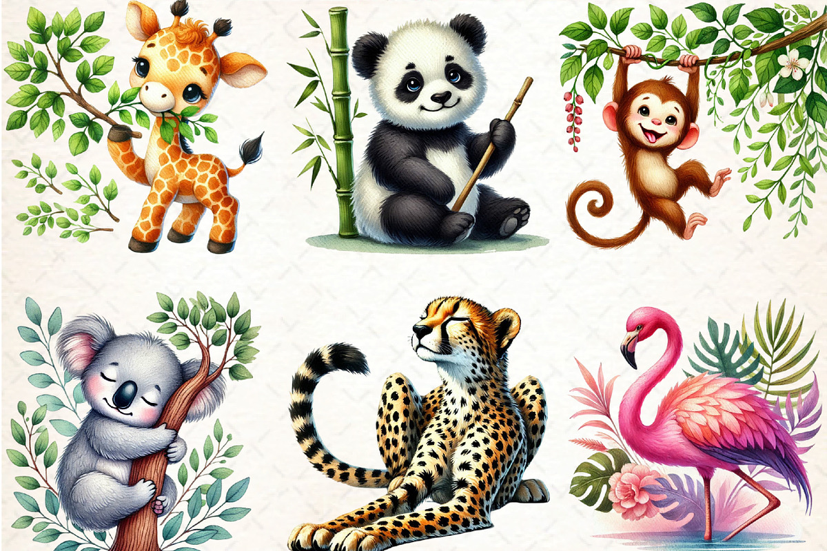 Watercolor Cute Animals Clipart, an Illustration by DreamCafeArt (Photo 4 of 4)