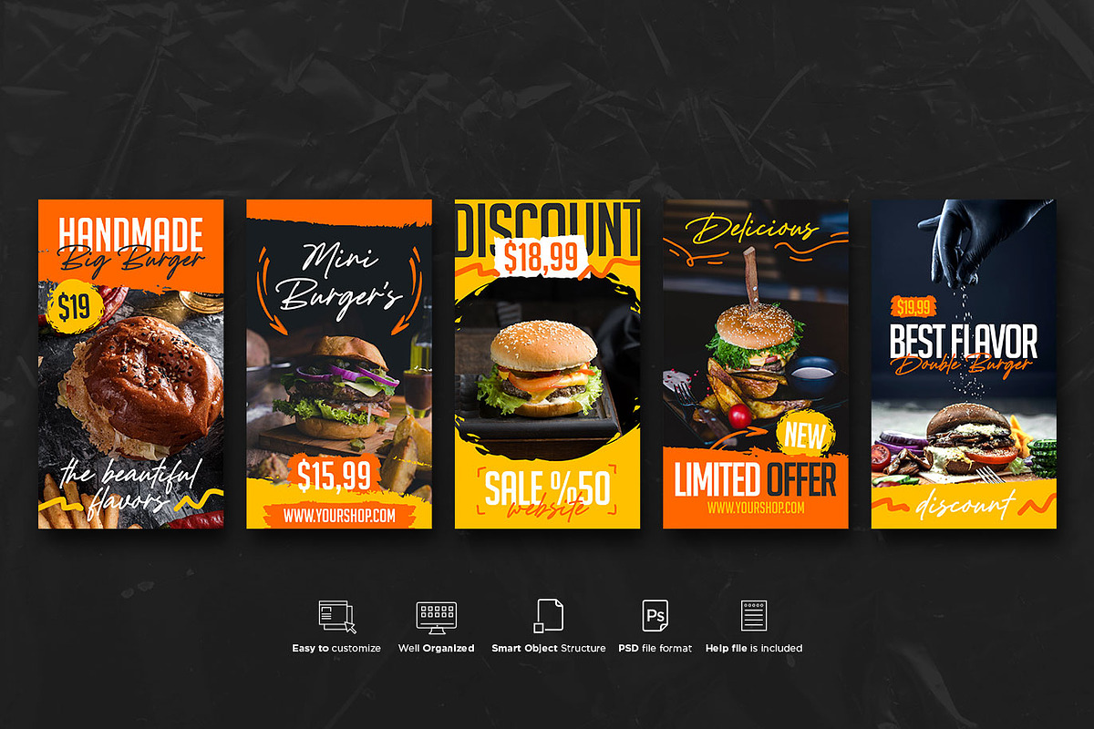 Food Instagram Story PSD Templates, a Social Media Template by Giraffe Design Studio (Photo 4 of 22)