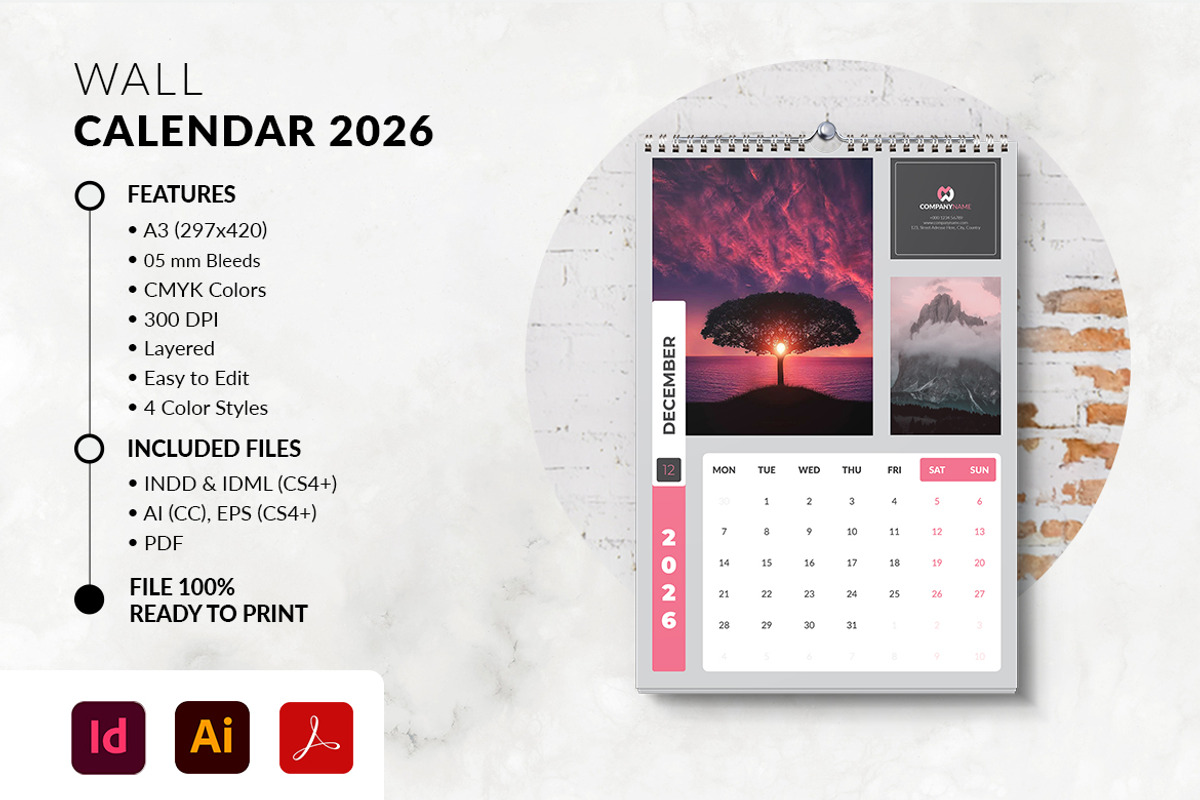 A3 Wall Calendar 2026 Printable preview 3