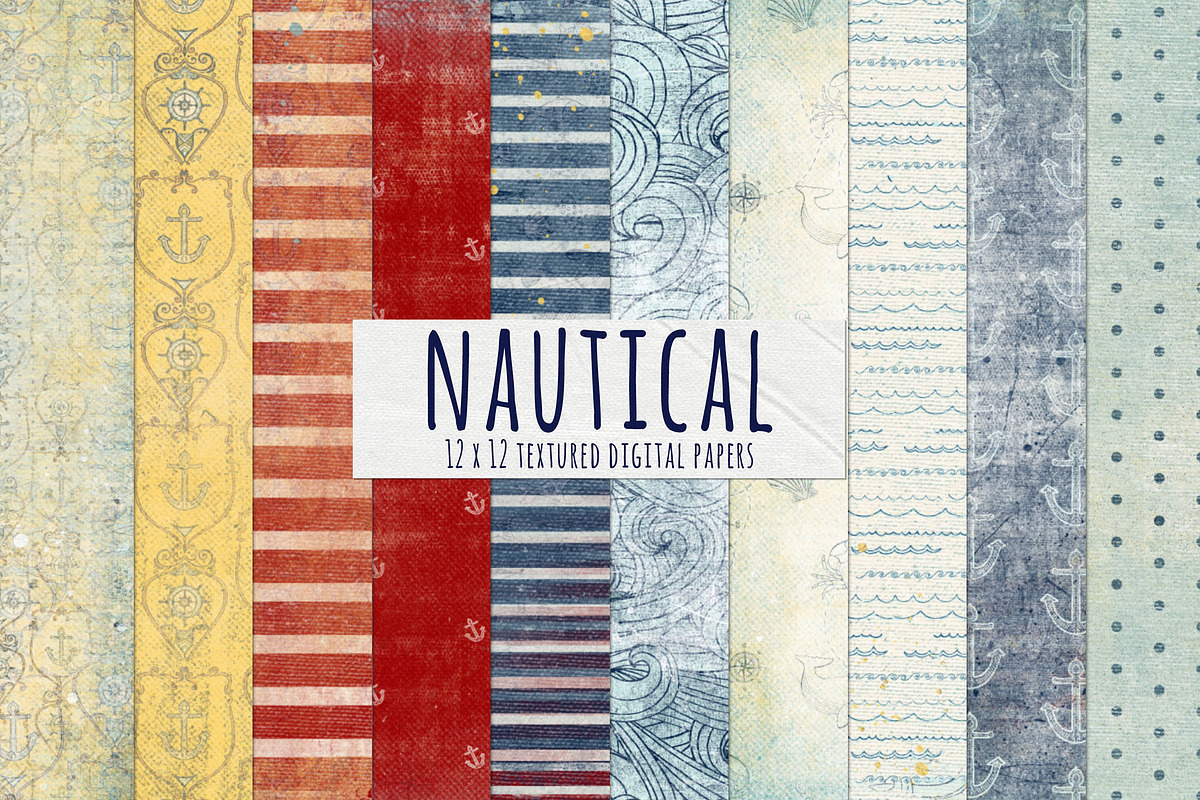Nautical Digital Paper, Textured preview 2