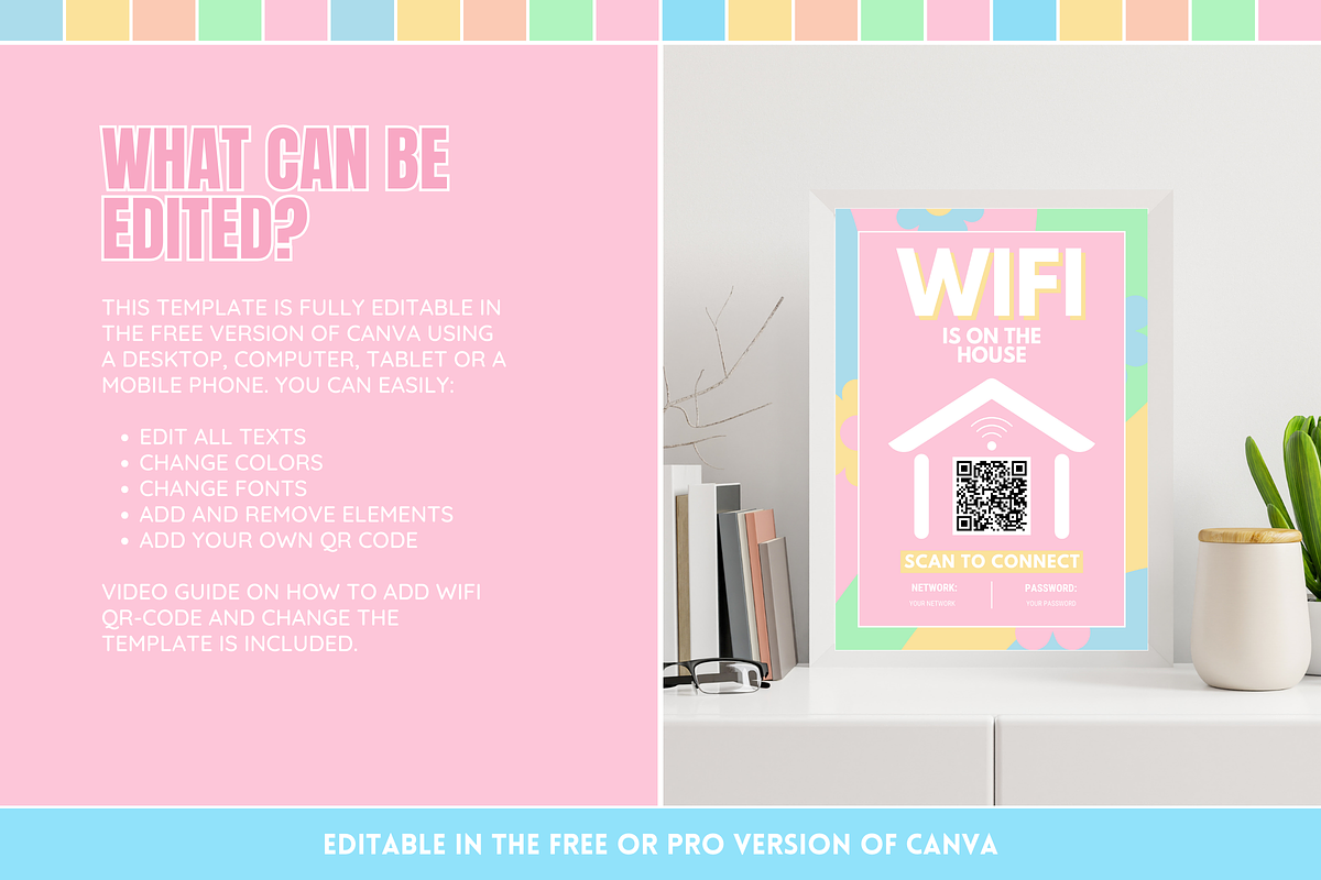 Pastel WiFi QR Code Sign, a Stationery Template by SunshineStudioBoutique (Photo 3 of 10)