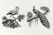 Vintage Bird Line Art Graphics, an Animal Illustration by DENIDigitalArtSudio (Thumbnail 6 of 7)