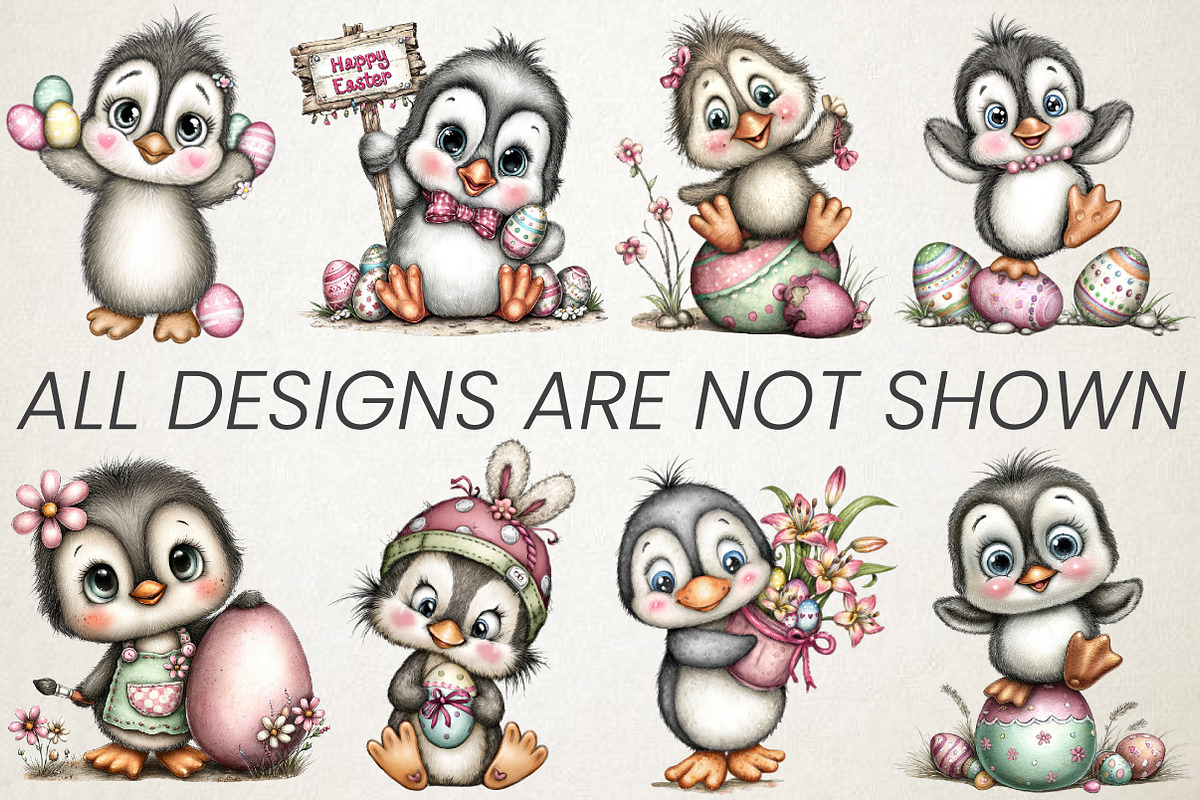 Quirky Easter Penguin Clipart Bundle, an Animal Illustration by RobertsArt (Photo 6 of 6)