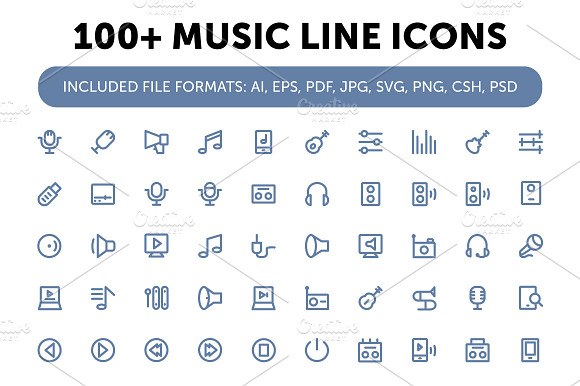 100+ Music Line Icons preview 3