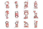 Valentine Cat Clipart., an Illustration by Designking (Thumbnail 3 of 5)