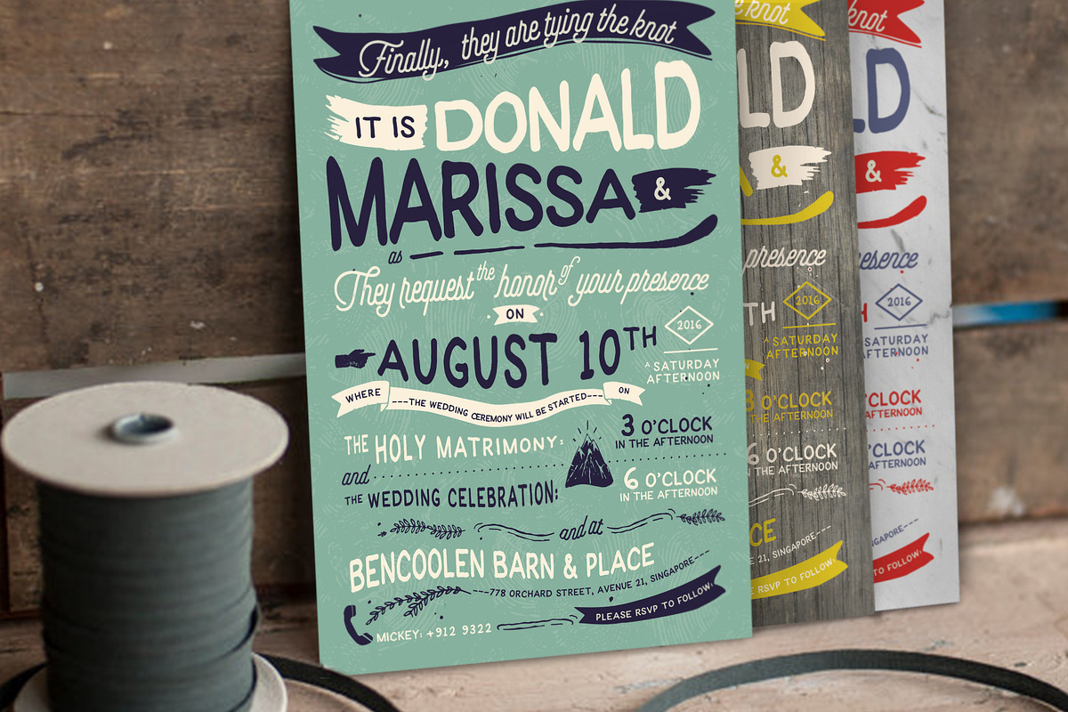 Vintage Hand Lettering Wedding Suite, an Invitation Template by BlueRobinDesignShop (Photo 1 of 9)