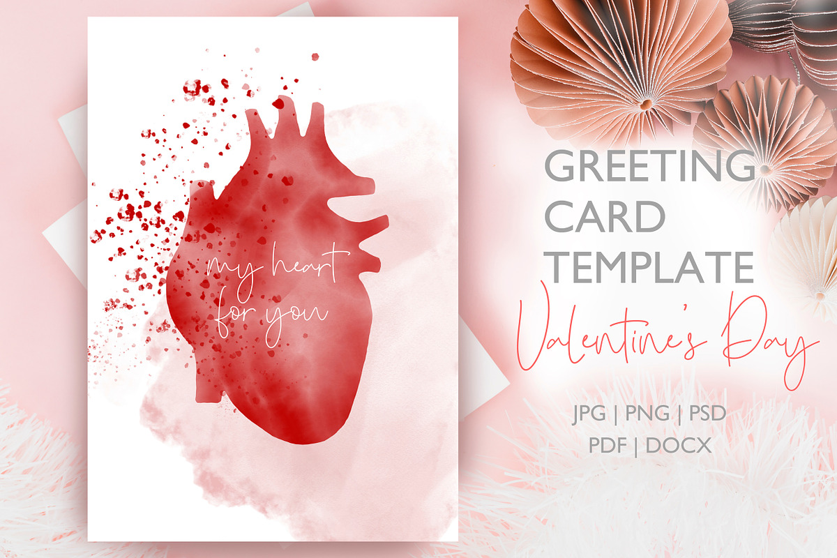 Valentine's Day Card Template, a Card Template by Anastasia Timosch (Photo 1 of 5)