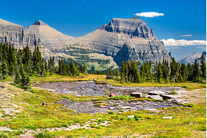 Mount Oberlin and meltwater pond at, a Nature Photo by Leonid Andronov