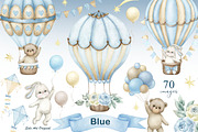Teddy bear, hot air balloons clipart, an Animal Illustration by Solo Art Original (Thumbnail 1 of 8)