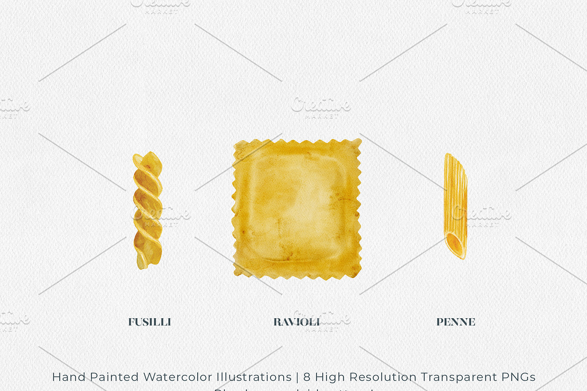 Italian Pasta & Tomato Watercolors, a Food Illustration by Jeanette Pidi Design (Photo 3 of 6)