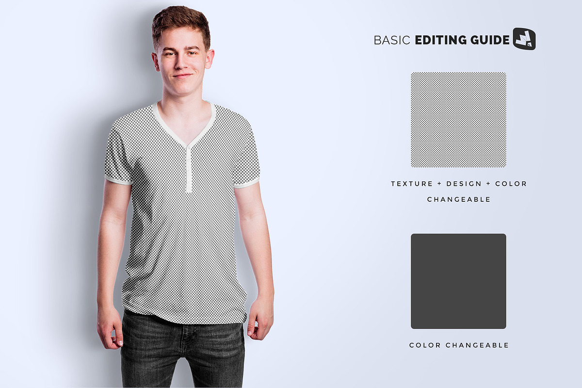 Men's Vneck Tshirt Mockup, a Shirt Mockup by Designertale (Photo 9 of 12)