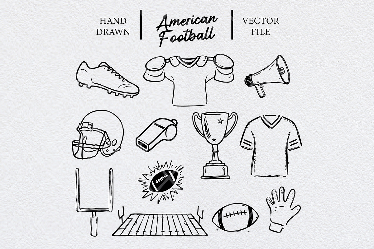 American Football Doodles Clipart, an Object Graphic by Guavanaboy (Photo 1 of 3)