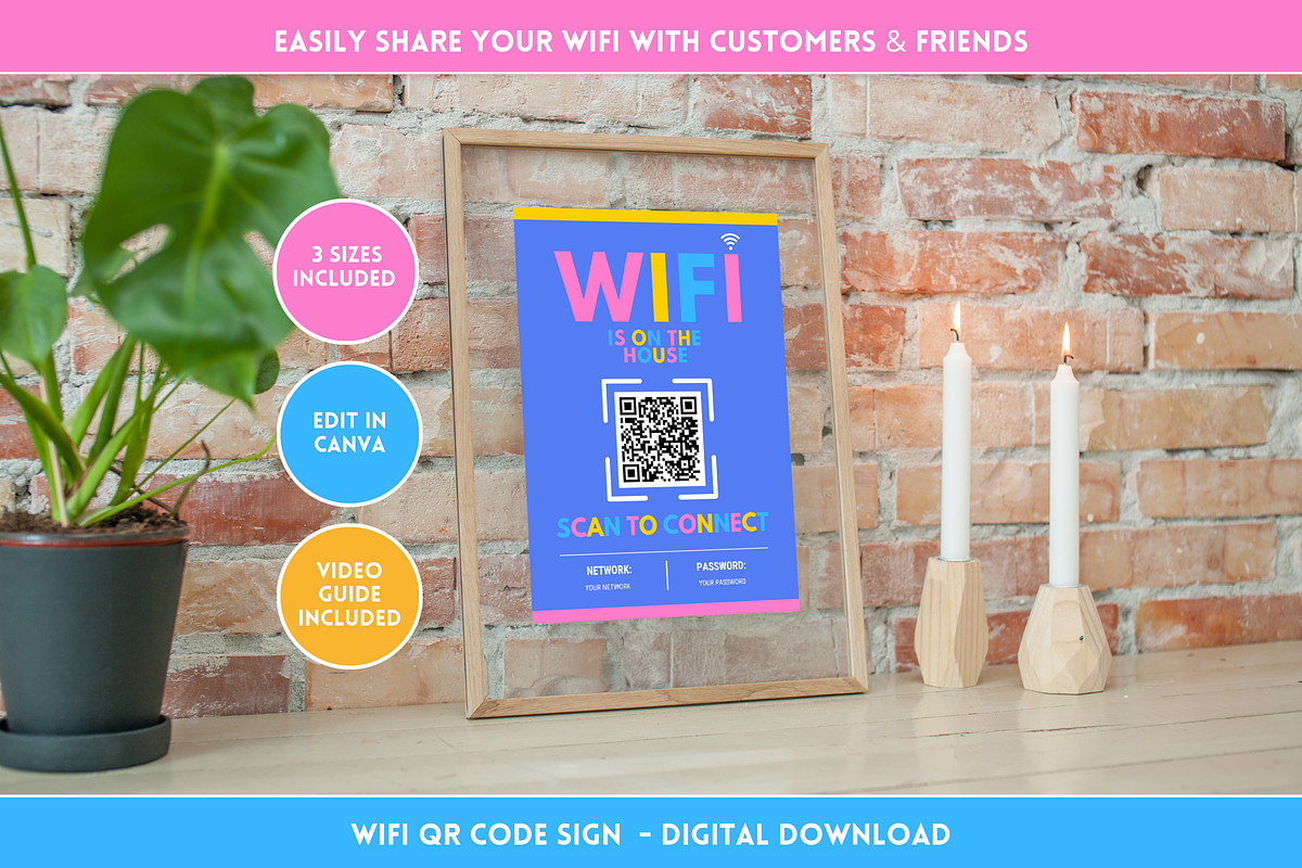 WiFi QR Code Sign - Colorful, a Flyer Template by SunshineStudioBoutique (Photo 10 of 10)
