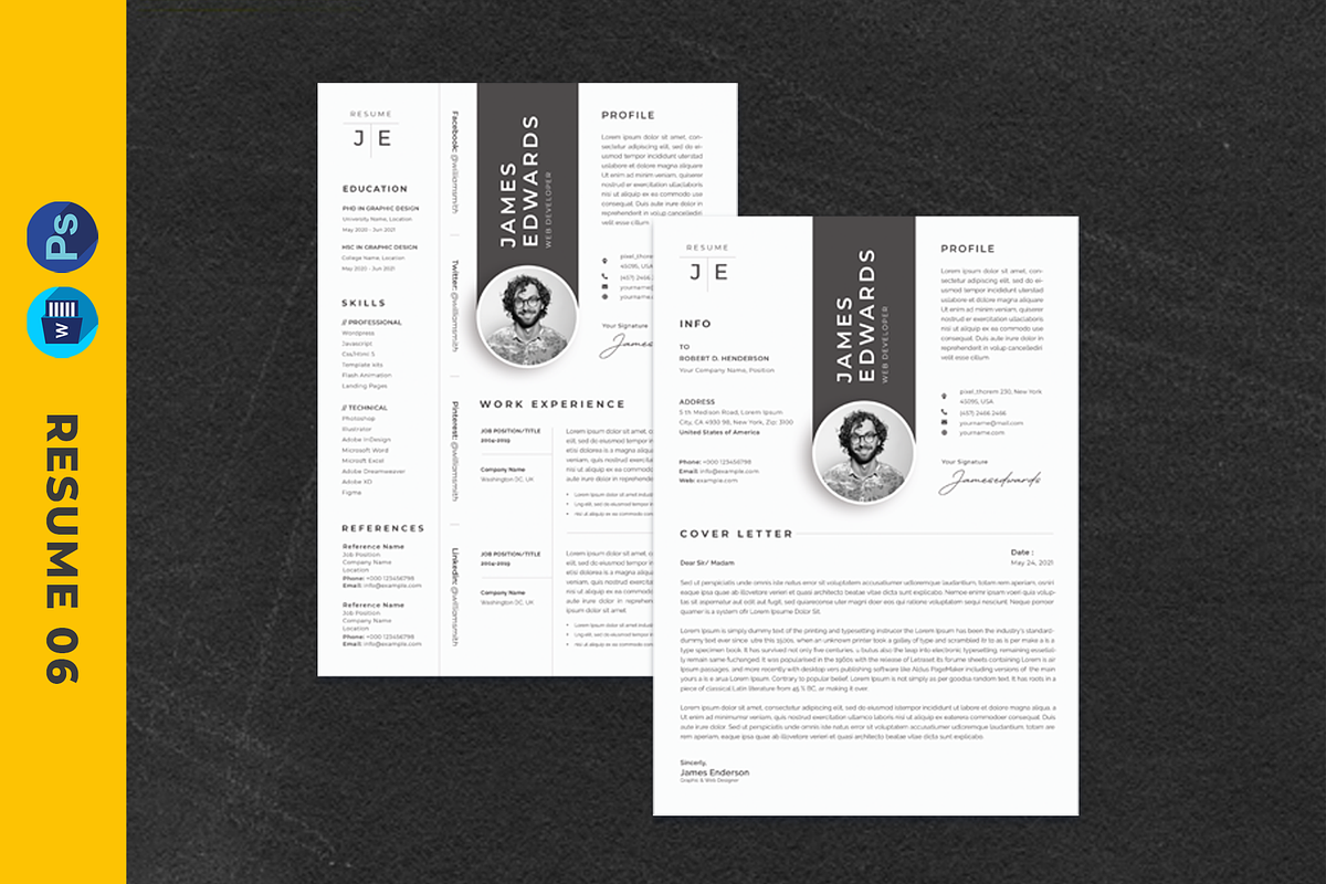 9 in 1 Resume, CV/Curriculum Vitae, a Resume Template by pixel_studio (Photo 7 of 10)