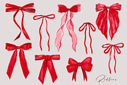 Red and green watercolor bows, an Object Illustration by LeriaArt watercolor (Thumbnail 3 of 5)