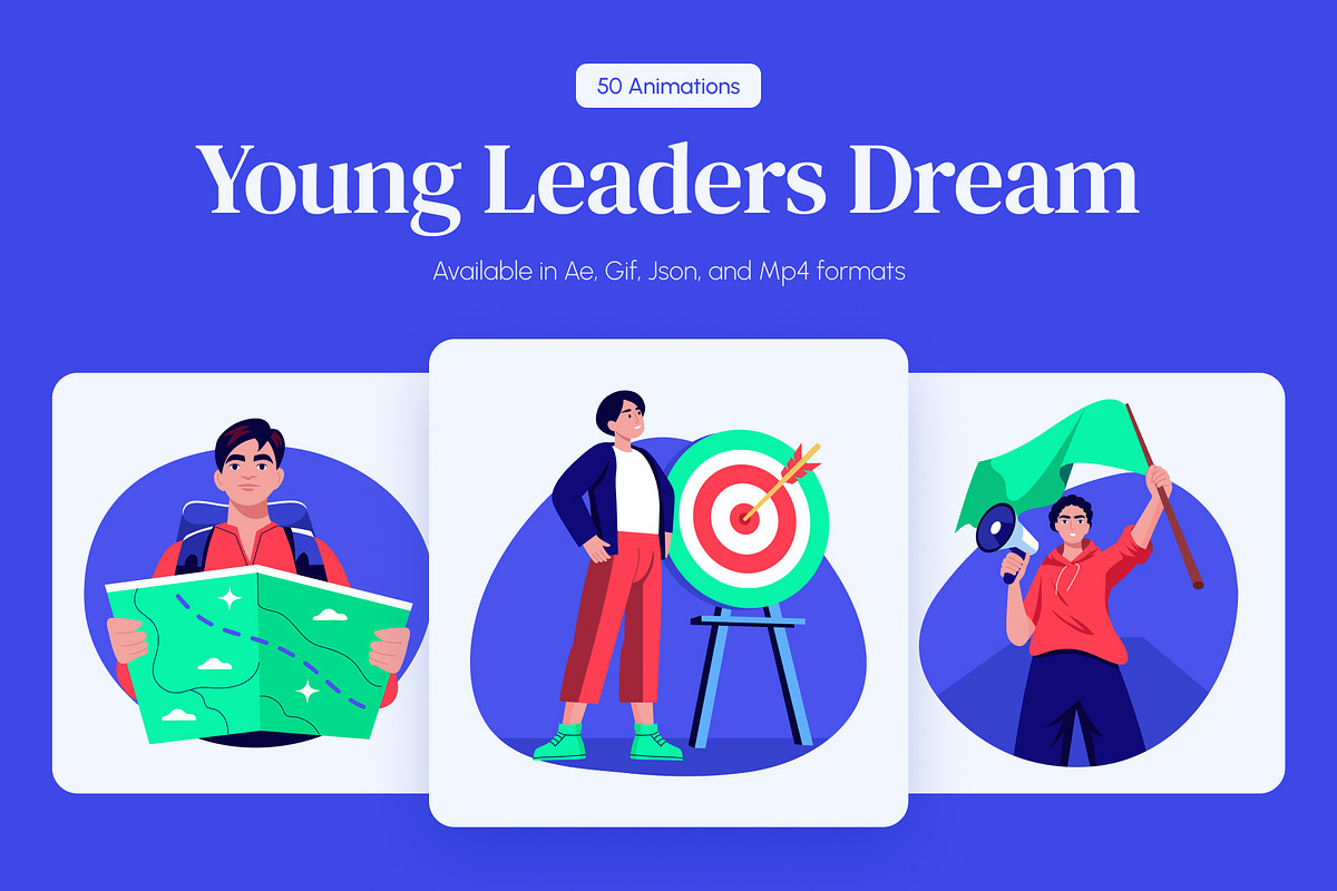Animated Young Leaders Dream Set, an Education Illustration by Brickclay (Photo 1 of 5)