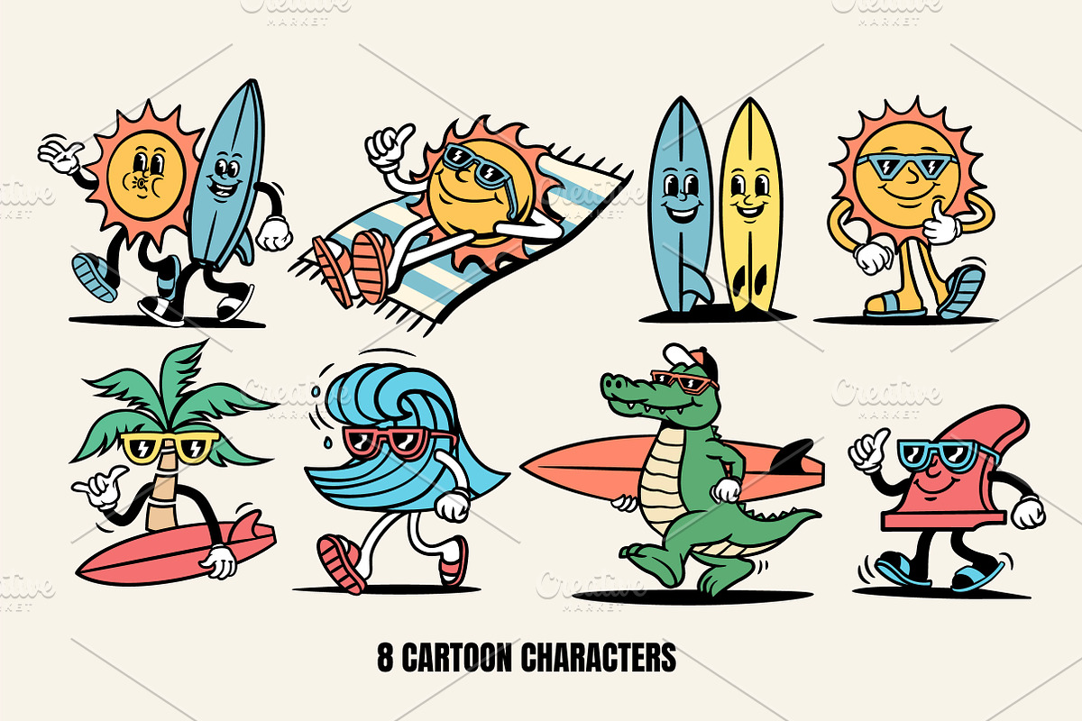 Surf Cartoon Set, a Graphic by cd-design.co (Photo 2 of 7)