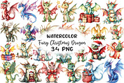 Fairy Christmas Dragon Clipart, an Illustration by CraftArtStudio (Thumbnail 1 of 6)