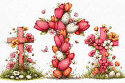 Floral Easter Cross Clipart Png, an Illustration by Craft Nest (Thumbnail 8 of 9)