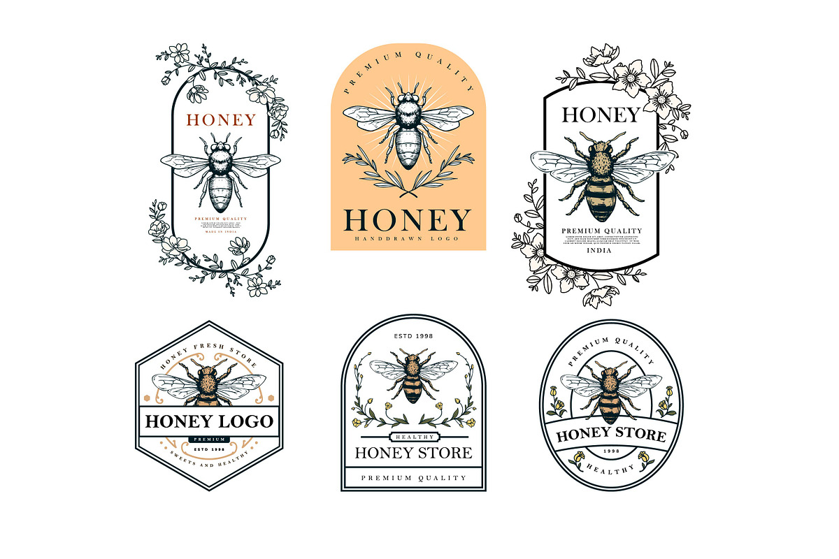 HONEY BEE LOGO & BADGE SET, a Branding & Logo Template by grindstudio (Photo 3 of 13)