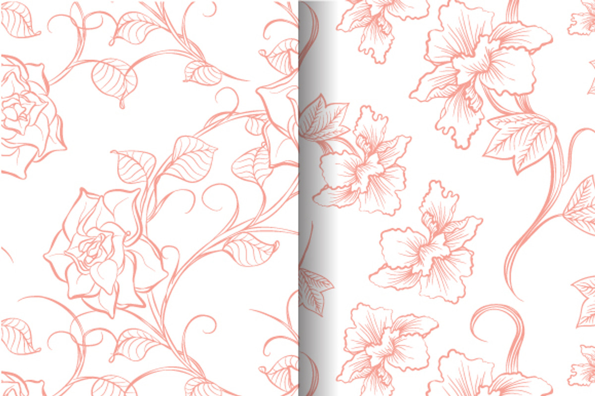 Set of vector floral patterns preview 4