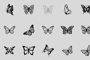 55 Butterfly Silhouettes PNG Clipart