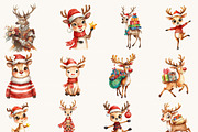 Funny Christmas Reindeer Clipart, an Animal Illustration by Design Scotch (Thumbnail 3 of 8)