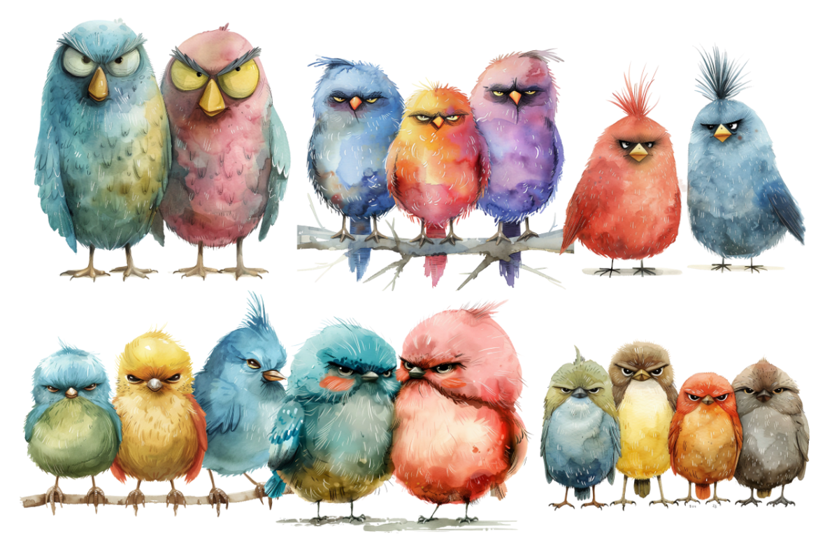 Funny Grumpy Birds Cliparts, an Animal Illustration by Mash Mash Stickers (Photo 4 of 9)