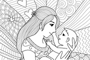 11 Mother's day coloring book page, an Illustration by Somjai King (Thumbnail 3 of 13)