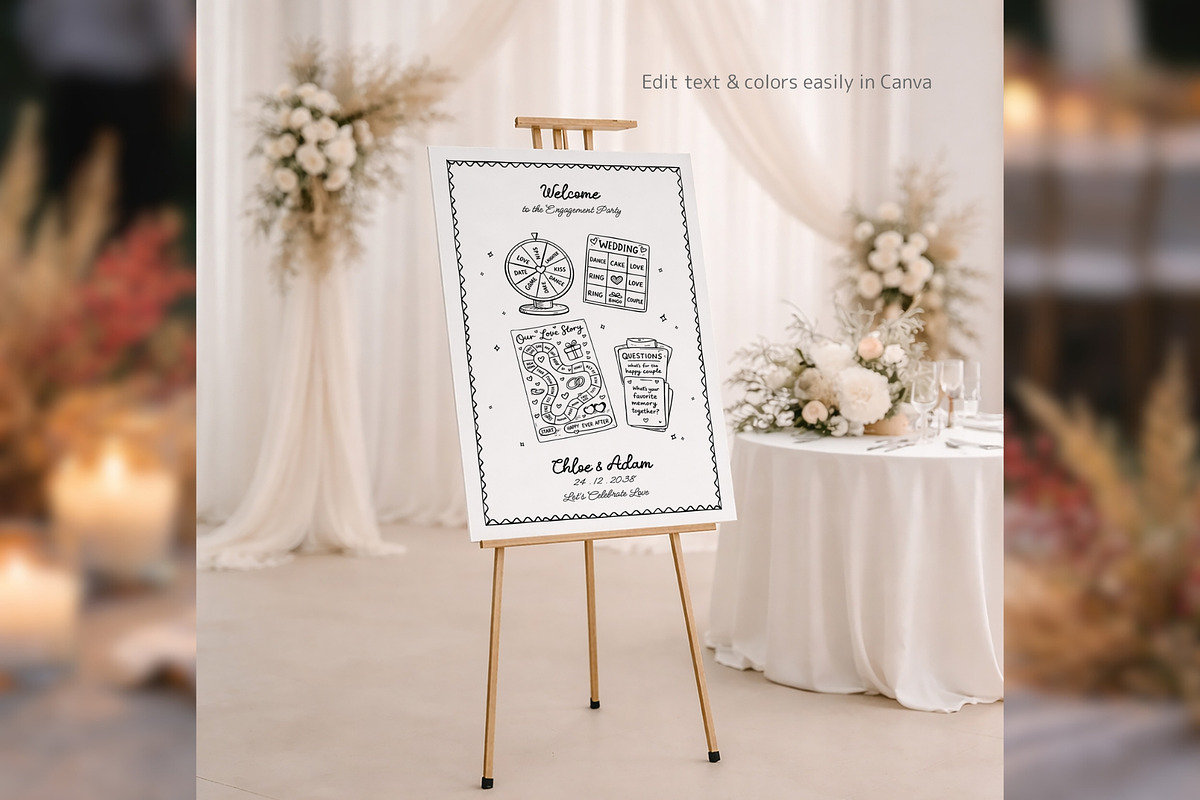 Engagement Party Sign Canva pg003, a Poster Template by TyphoonStudio (Photo 5 of 8)
