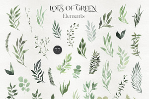 Watercolor Spring Greenery Pack