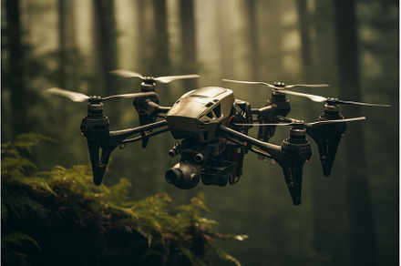 Futuristic Soldier drone forest, a Technology Photo by Ylivdesign