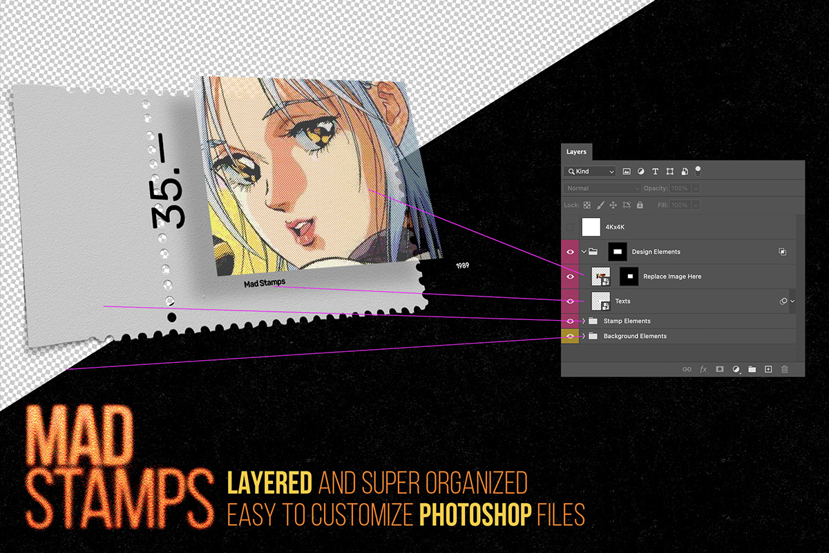 Mad Stamps - Postage Stamp Mockups, a Mockup by BabyMad (Photo 6 of 6)