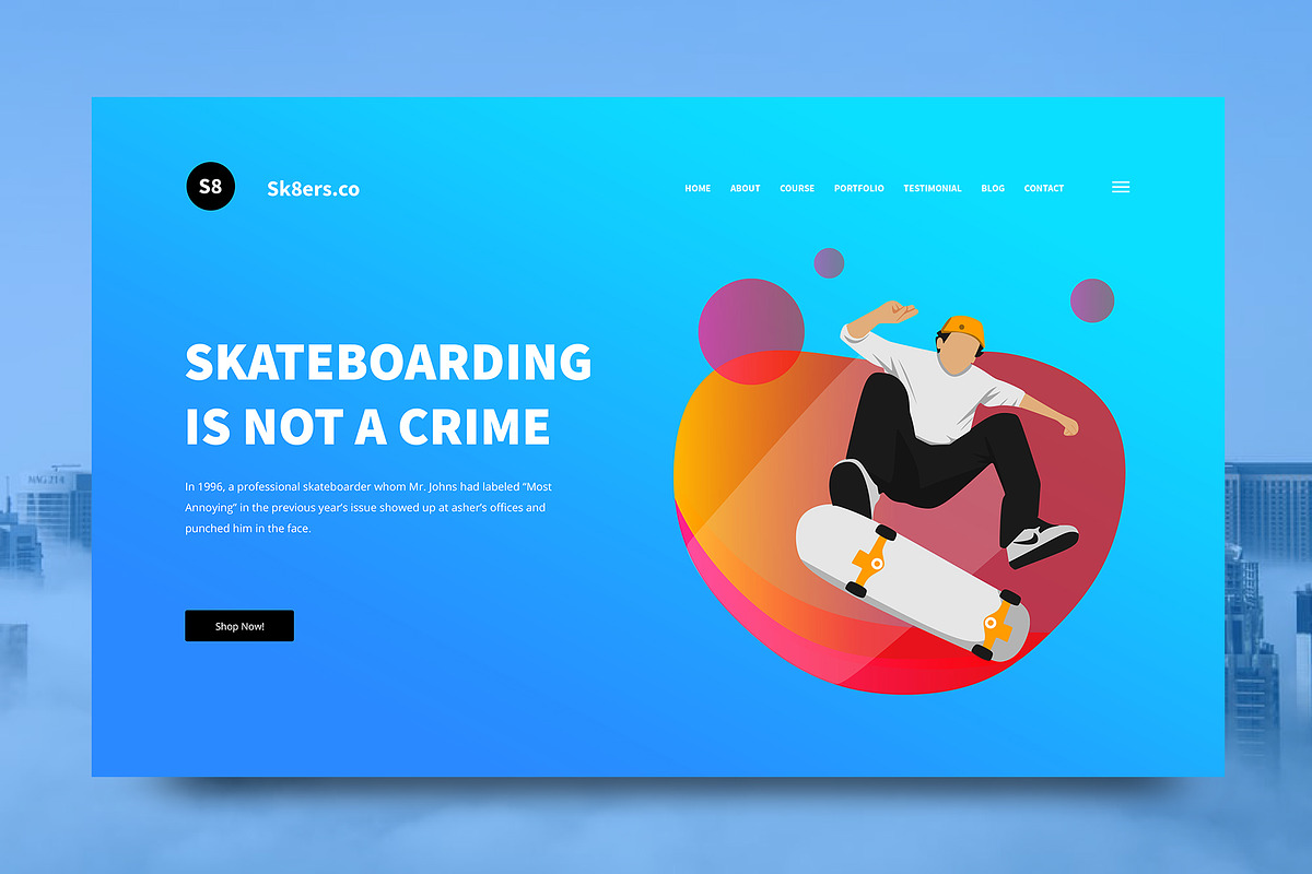Skateboarding Web Header PSD Vector, an UI Kit Template by Giant Design