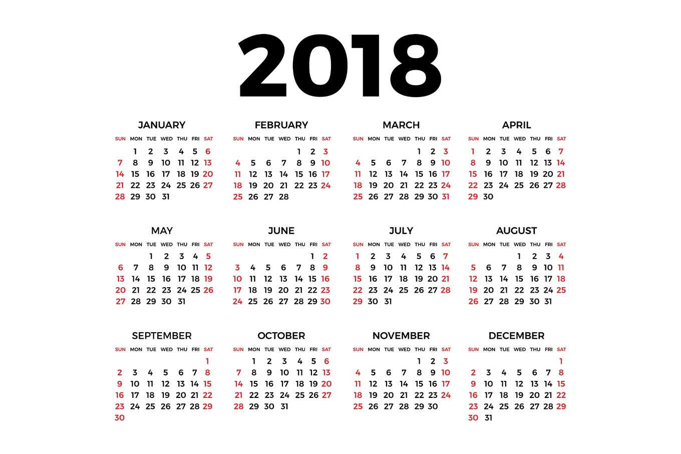 Calendar for 2018 | Stationery Templates ~ Creative Market