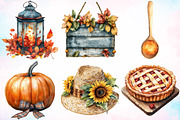 Watercolor Rustic Autumn Clipart PNG, an Illustration by Canvas Craft (Thumbnail 3 of 3)