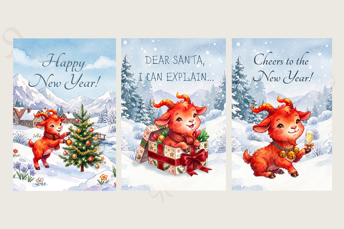 New Year Clipart Pack Fire Goat 2027, an Animal Illustration by lukodje (Photo 5 of 7)