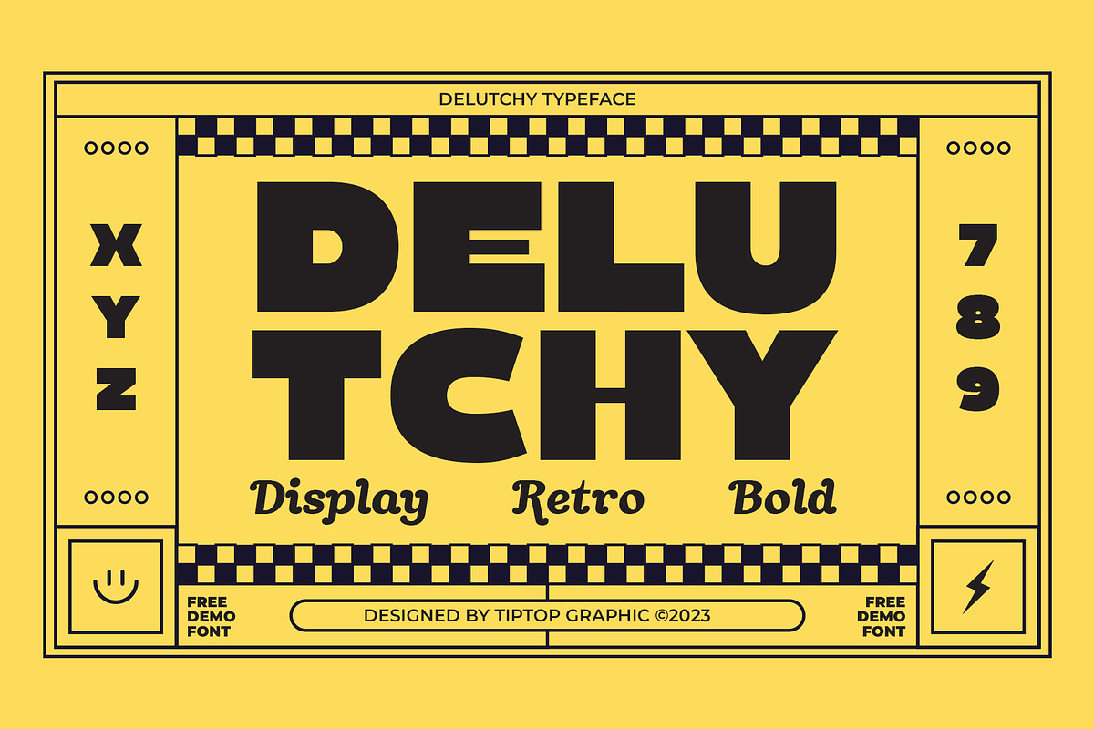 Delutchy | Display Retro Bold Font, a Sans Serif Font by Tiptop Graphic (Photo 1 of 9)