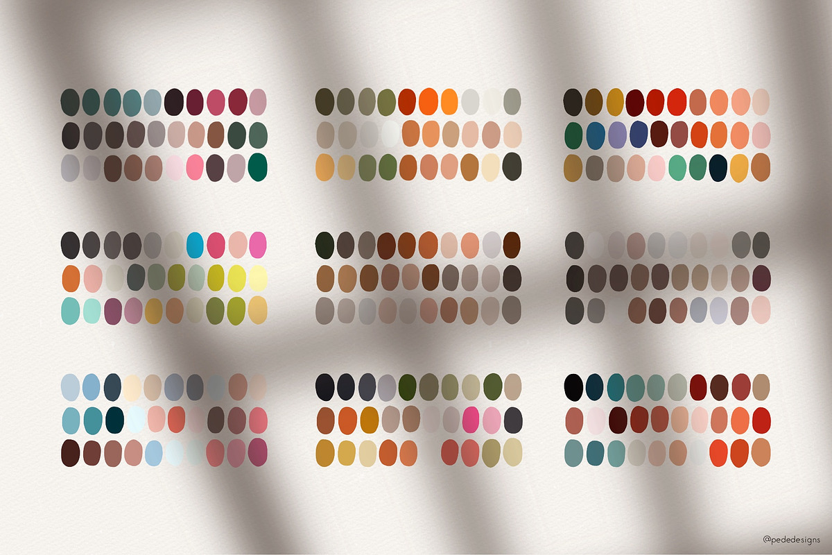 55 Color Palettes for Procreate, a Brush Add-On by PeDe Designs