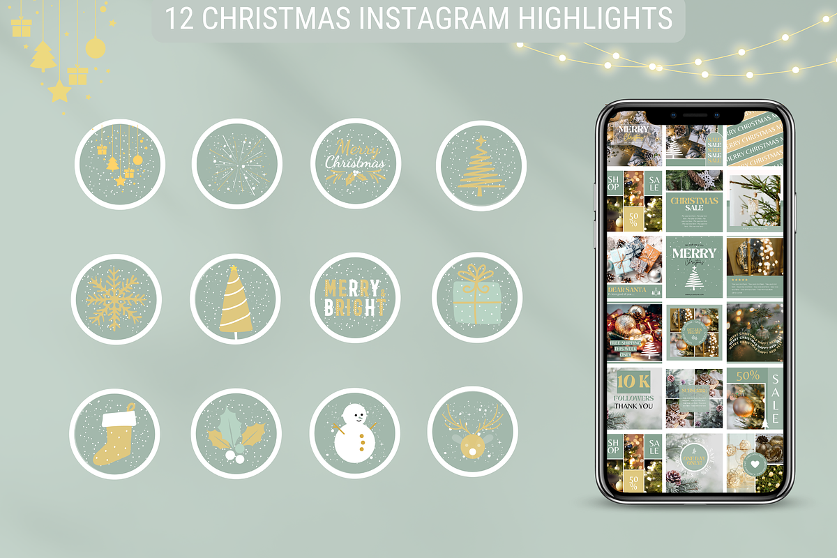 Green Christmas Instagram Templates preview 6